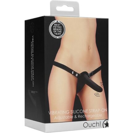 STRAP-ON - ARNES DE SILICONA VIBRANTE - AJUSTABLE - NEGRO - 002