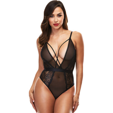 STRAPPY TEDDY WITH DEEP V - ESCOTE V - 001