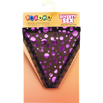 TANGA CHICA RASO LUNARES FUSCIA - 001