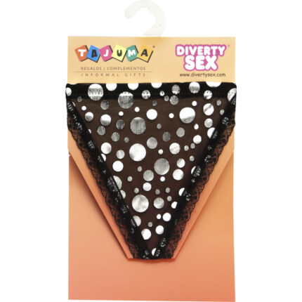 TANGA CHICA RASO LUNARES PLATEADO - 001