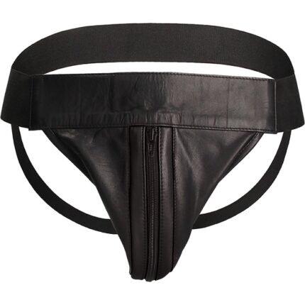 TANGA LISO CON CREMALLERA JOCK - NEGRO/NEGRO - 002