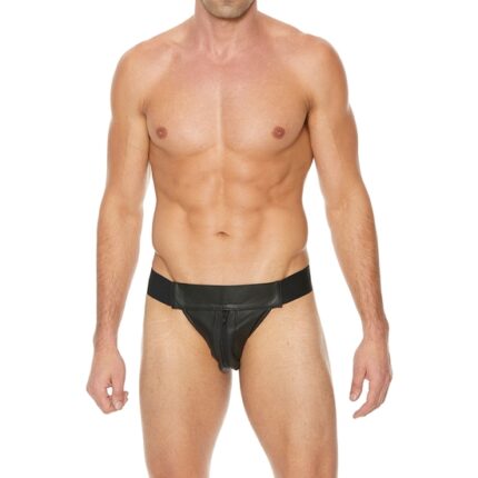TANGA LISO CON CREMALLERA JOCK - NEGRO/NEGRO - 001