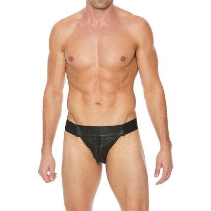 TANGA LISO CON CREMALLERA JOCK - NEGRO/NEGRO - 001