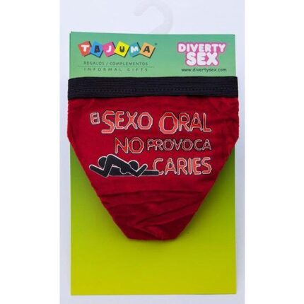 TANGA ROJO TERCIOPELO CHICO SEXO ORAL NO PROVOCAS CARIES - 001