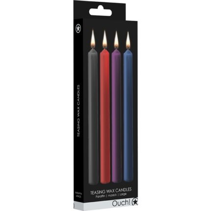 TEASING WAX VELAS LARGAS- PARAFINA- 4-PACK - COLORES SURTIDOS - 002