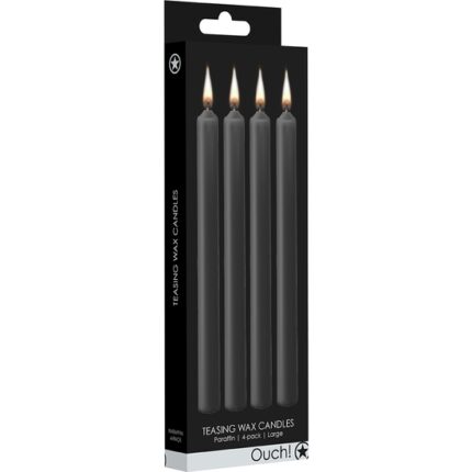 TEASING WAX VELAS LARGAS - PARAFINA - 4-PACK - NEGRO - 002