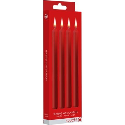 TEASING WAX VELAS LARGAS  - PARAFINA - 4-PACK - ROJO - 002