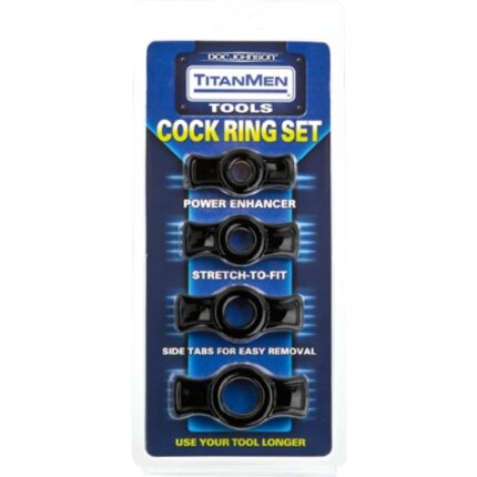 TITANMEN KIT DE ANILLOS PARA EL PENE NEGRO - 002