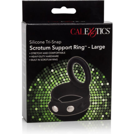 TRI-SNAP SCROTUM SUPPORT - ARNÉS DE SILICONA NEGRO TALLA L - 002