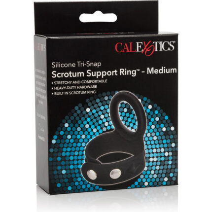 TRI-SNAP SCROTUM SUPPORT - ARNÉS DE SILICONA NEGRO TALLA M - 002