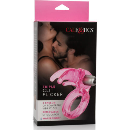 TRIPLE CLIT FLICKER ANILLO VIBRADOR ROSA - 002