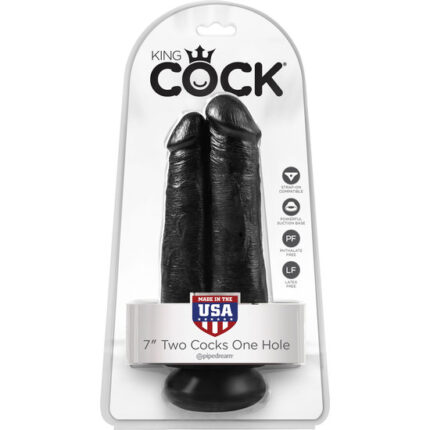TWO COCKS ONE HOLE 20CM - NEGRO - 002
