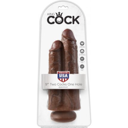TWO COCKS ONE HOLE 25CM - MARRÓN - 002