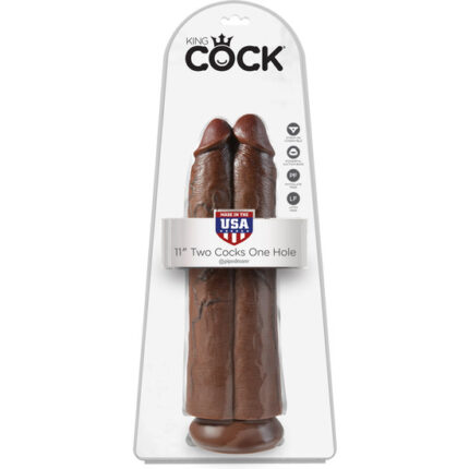 TWO COCKS ONE HOLE 30CM - MARRÓN - 002