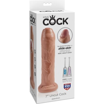 UNCUT 19CM - PENE REALISTA CON PREPUCIO MÓVIL - MULATO - 002