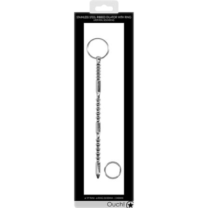URETHRAL SOUNDING - METAL RIBBED DILATOR WITH RING - 002