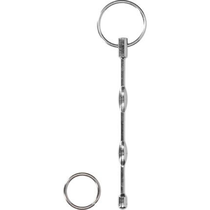 URETHRAL SOUNDING - RIBBED PLUG WITH RING - 001