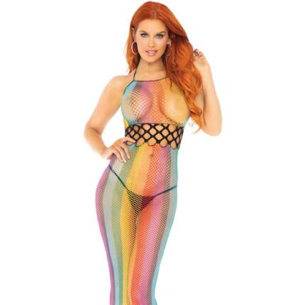 VESTIDO LARGO HALTER CON DETALLE PERFORADO - ARCOIRIS - 001