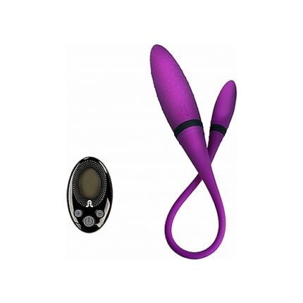 VIBRADOR 2 CON DOBLE PUNTA Y MANDO - MORADO - 001