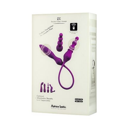 VIBRADOR 2X CON DOBLE PUNTA Y MANDO - MORADO - 002