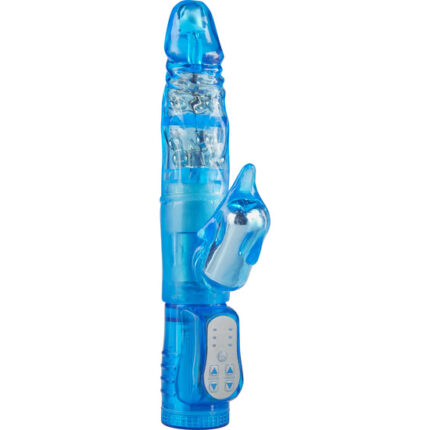 VIBRADOR CON ESTIMULADOR DE CLITORIS AZUL - 001