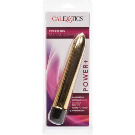 VIBRADOR METÁLICO CON GEMA ORO - 002