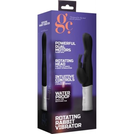 VIBRADOR RAMPANTE CONEJITO CON ROTACIÓN - NEGRO - 002