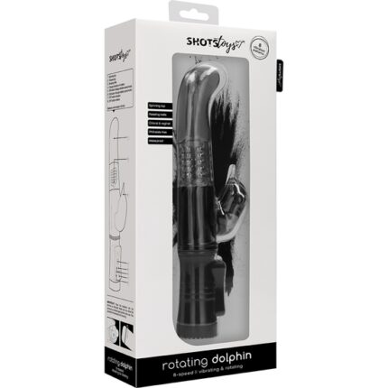 VIBRADOR RAMPANTE DOLPHIN CON ROTACIÓN - NEGRO - 002