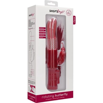 VIBRADOR RAMPANTE MARIPOSA CON ROTACIÓN - ROJO - 002