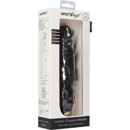 VIBRADOR REALISTA 10 VELOCIDADES 24X5CM - NEGRO - 002
