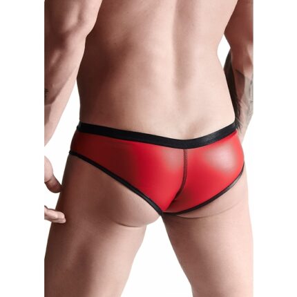 WETLOOK MENS BRAZILIAN STYLE BRIEFS - ROJO - 002