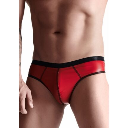 WETLOOK MENS BRAZILIAN STYLE BRIEFS - ROJO - 001