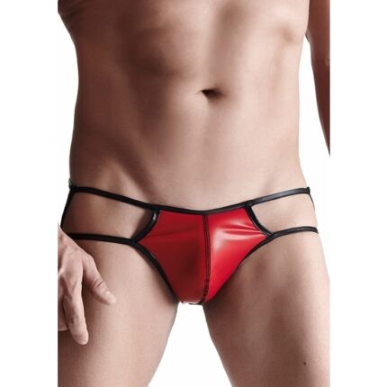 WETLOOK MENS BRIEFS - ROJO - 001