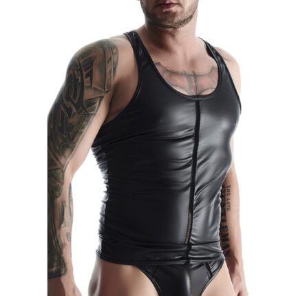 WETLOOK MENS CAMISETA SIN MANGAS - NEGRO - 001