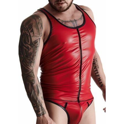 WETLOOK MENS CAMISETA SIN MANGAS - ROJO - 001