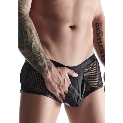 WETLOOK & MESH MENS BOXER - NEGRO - 001