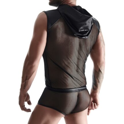 WETLOOK & MESH SIN MANGAS PARA HOMBRE - NEGRO - 002