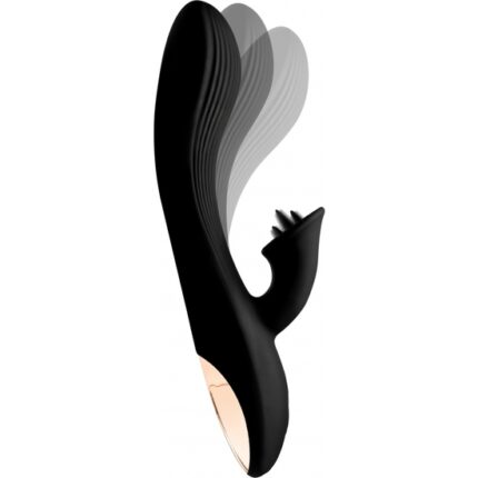 WONDER VIBE - VIBRADOR FLEXIBLE CON ESTIMULADOR DE CLÍTORIS - NEGRO - 002
