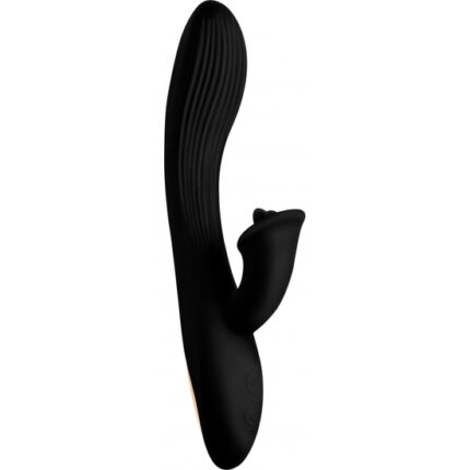 WONDER VIBE - VIBRADOR FLEXIBLE CON ESTIMULADOR DE CLÍTORIS - NEGRO - 001